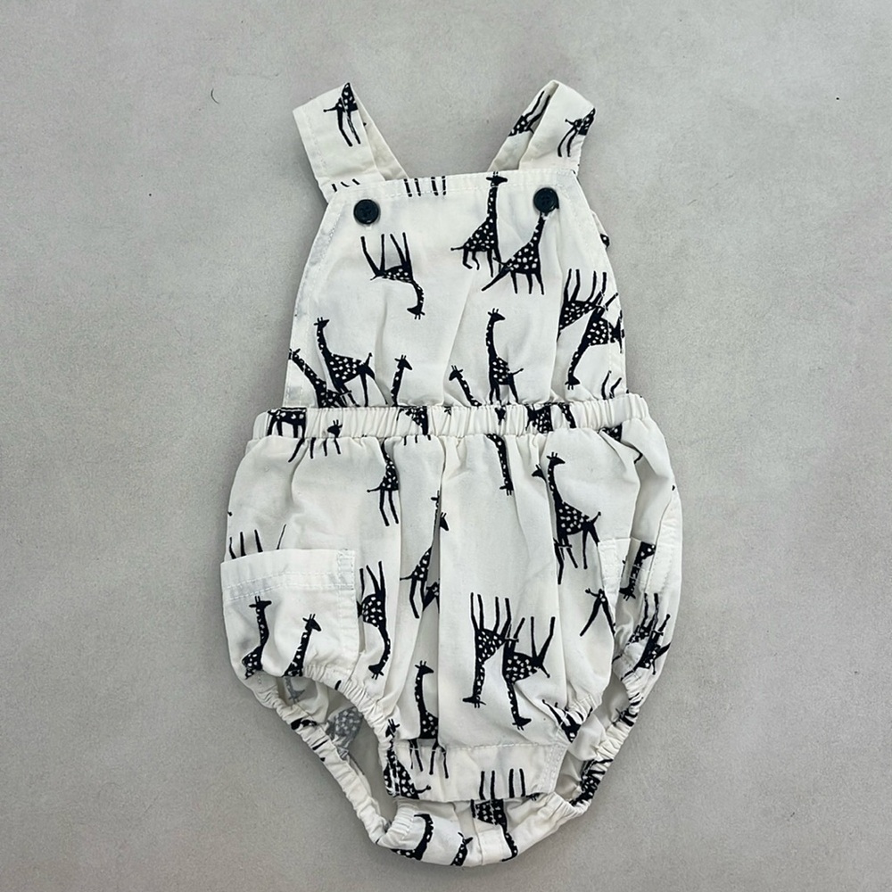 Old Navy White and Black Giraffe Print Romper